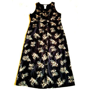 VINTAGE Y2K Womens Jumper Dress-DIRECTIVES-black floral Forest Fairy maxi-L